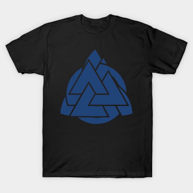 Blue Triquetra Valknut Symbol T-Shirt by DepicSpirit